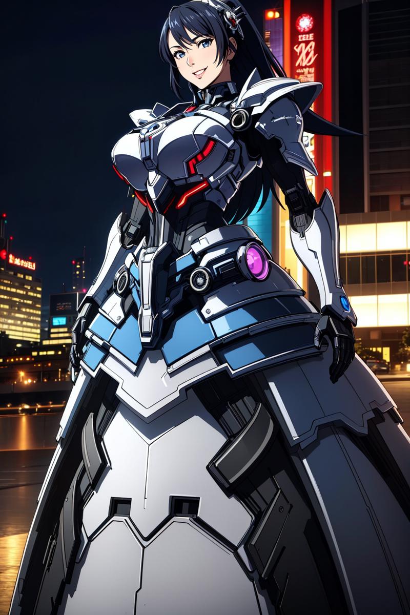 06799-2848243829-((Masterpiece, best quality,edgQuality)), _smiling,excited, edgMecha, a woman in a ([mecha suit_ballgown]__0.5) standing in fron.png